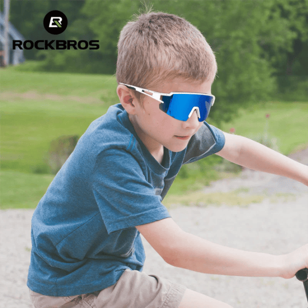 Солнечные очки Rockbros Polarized Youth Kids UV400 Cycling Sports Синий White photo 8