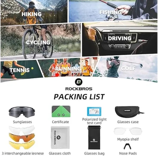 Солнечные очки Rockbros Polarized Cycling Glasses Розовый Разноцветный photo 7
