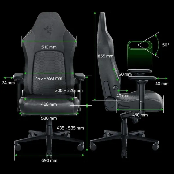 Игровое кресло Razer Iskur V2 Серый Черный photo 8