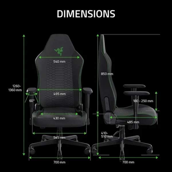 Игровое кресло Razer Iskur V2 X Зелёный Черный photo 9