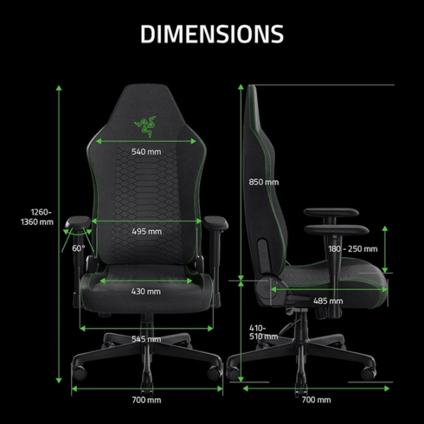 Игровое кресло Razer Iskur V2 X Зелёный Черный photo 9