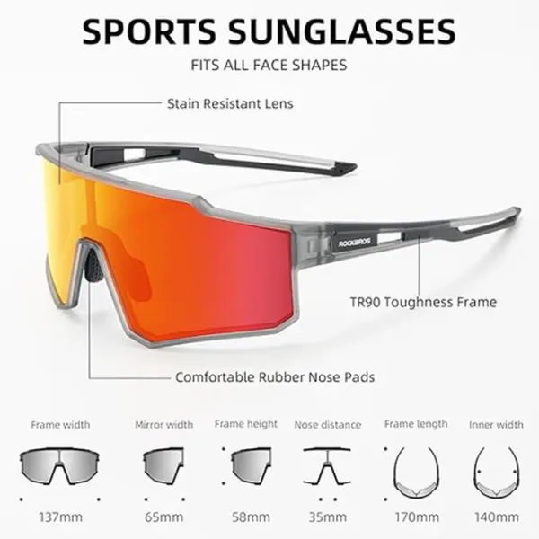 Солнечные очки Rockbros Polarized Cycling Sunglasses with TR90 Frame Серый Разноцветный photo 3