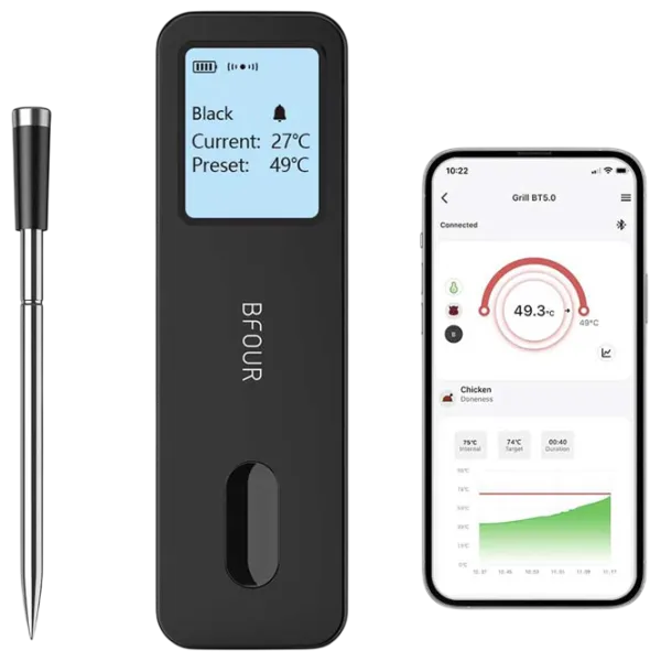 Termometru pentru grill ToGrill Smart Wireless Stick TG-30 Oțel inoxidabil / Black photo 1