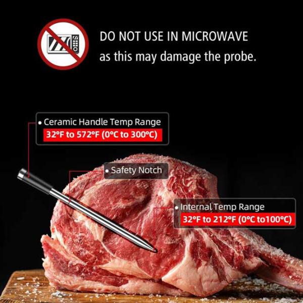 Termometru pentru grill ToGrill Smart Wireless Stick TG-30 Oțel inoxidabil / Black photo 5