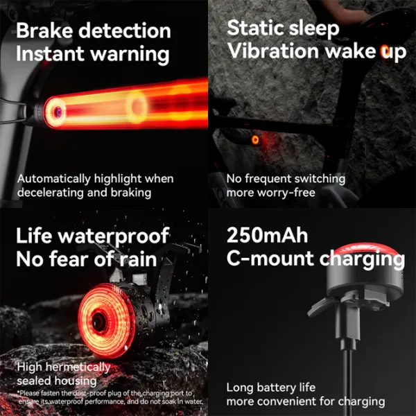 Велосипедный фонарь Rockbros R0 Tail Light Brake sensor Красный Черный photo 5