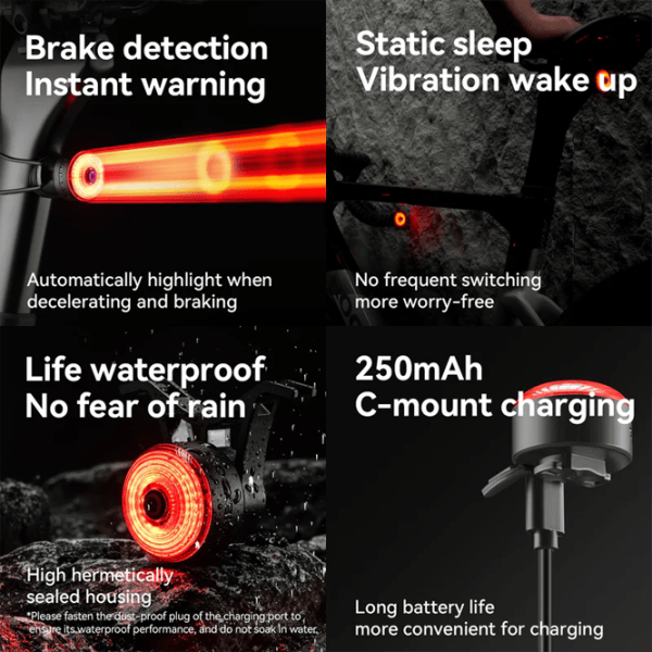 Велосипедный фонарь Rockbros R0 Tail Light Brake sensor Красный Черный photo 5