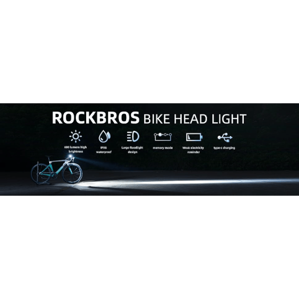 Lanterna bicicletei Rockbros RHL 600LM Black Gray photo 9