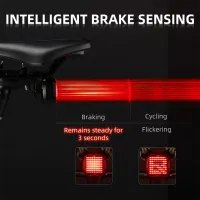 Lanterna bicicletei Rockbros R7 Tail Light Brake Sense Black Red photo 5