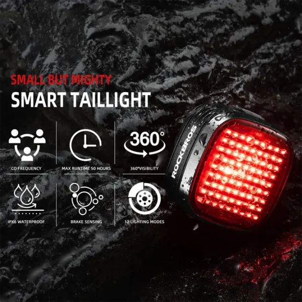 Велосипедный фонарь Rockbros R7 Tail Light Brake Sense Черный Красный photo 7