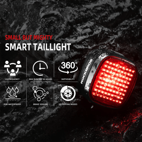 Велосипедный фонарь Rockbros R7 Tail Light Brake Sense Черный Красный photo 7