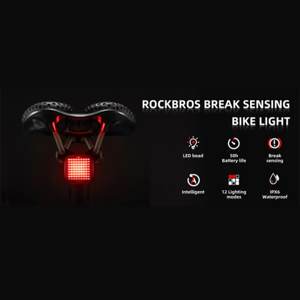Велосипедный фонарь Rockbros R7 Tail Light Brake Sense Черный Красный photo 8