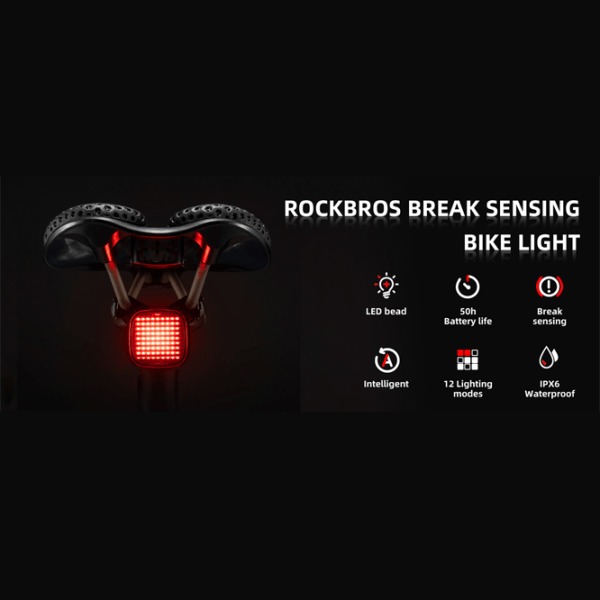 Велосипедный фонарь Rockbros R7 Tail Light Brake Sense Черный Красный photo 8