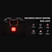 Lanterna bicicletei Rockbros R7 Tail Light Brake Sense Black Red photo 8