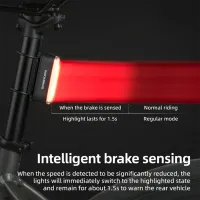 Lanterna bicicletei Rockbros Magnetic Tail Light Brake SKL01 Black Red photo 4