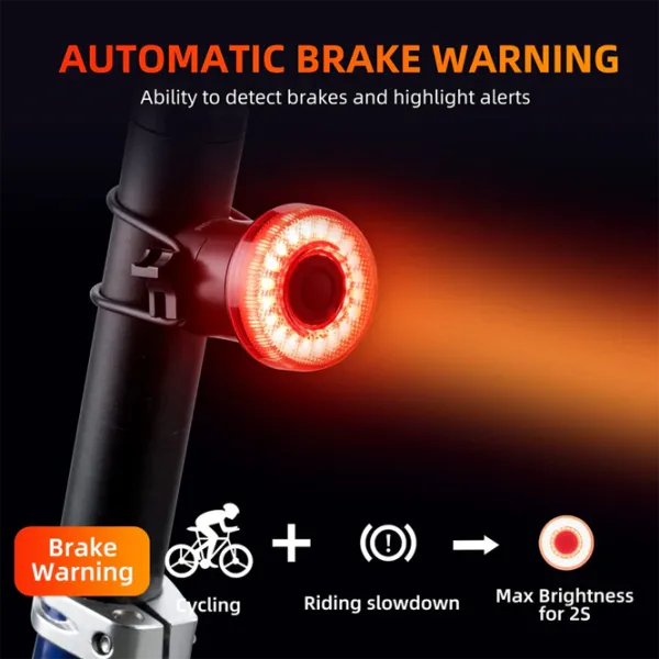Велосипедный фонарь Rockbros Tail Light Break Sense Черный Красный photo 6