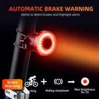 Lanterna bicicletei Rockbros Tail Light Break Sense Black Red photo 6