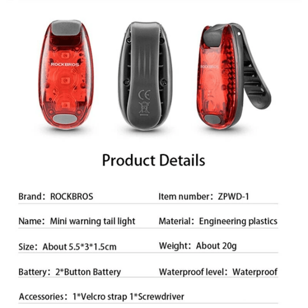Lanterna bicicletei Rockbros Clip-On Tail Light Red Black photo 3