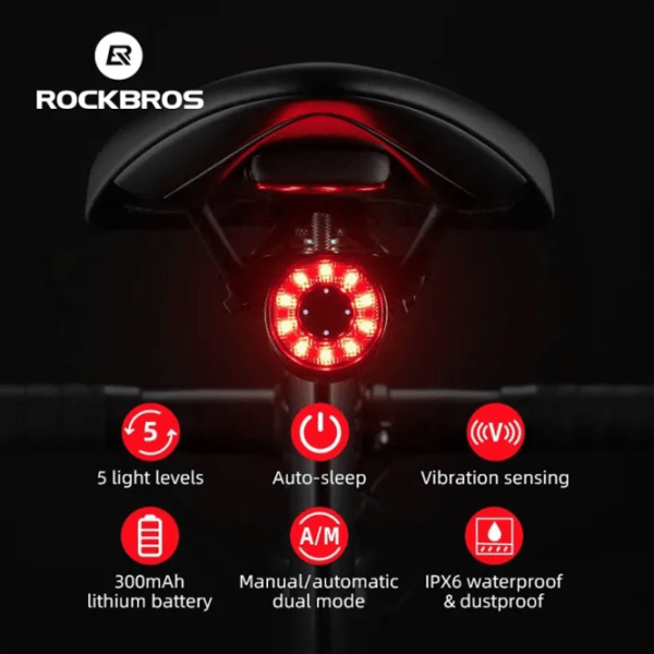 Велосипедный фонарь Rockbros Q1 Max Черный Красный photo 5
