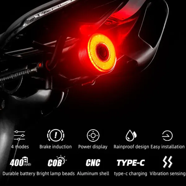 Велосипедный фонарь Rockbros Q5 Tail Light Brake sensor Черный Красный photo 2
