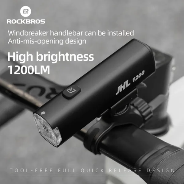 Велосипедный фонарь Rockbros JHL 1200LM Черный Серый photo 2