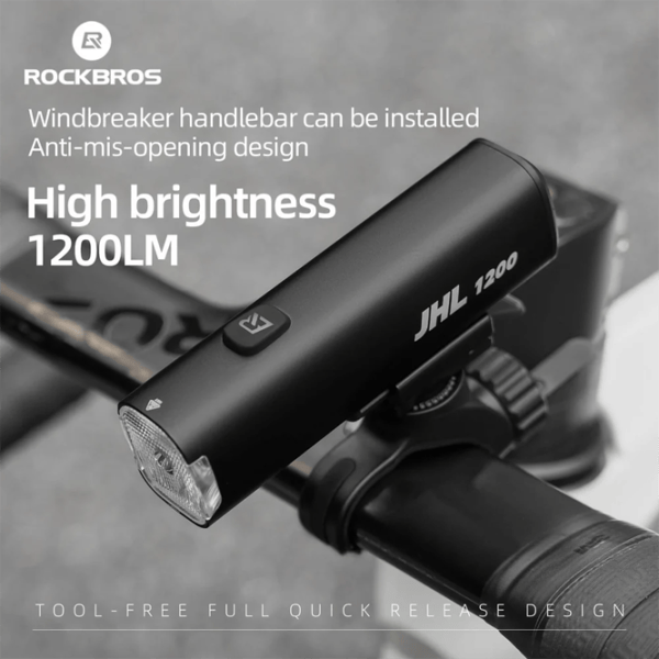 Велосипедный фонарь Rockbros JHL 1200LM Черный Серый photo 2