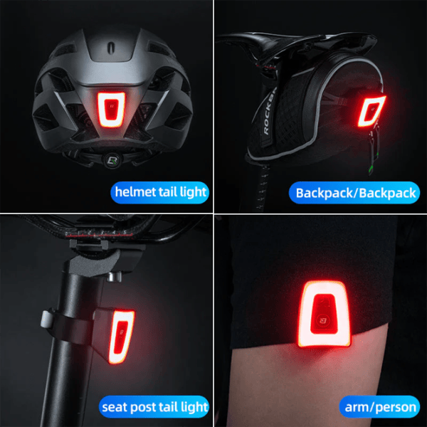 Велосипедный фонарь Rockbros Warning Tail Light Черный White photo 5