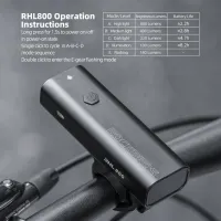 Lanterna bicicletei Rockbros RHL 800LM Black Gray photo 6