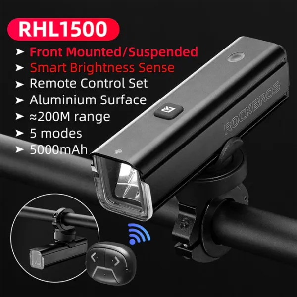 Велосипедный фонарь Rockbros RHL1500 Bike Light Черный Серый photo 3