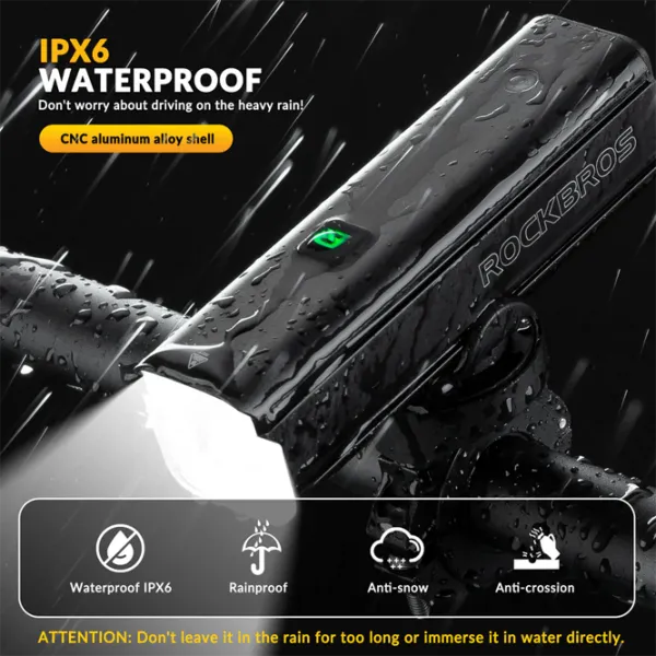 Велосипедный фонарь Rockbros RHL1500 Bike Light Черный Серый photo 7