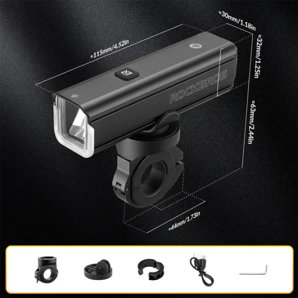 Велосипедный фонарь Rockbros RHL1500 Bike Light Черный Серый photo 9