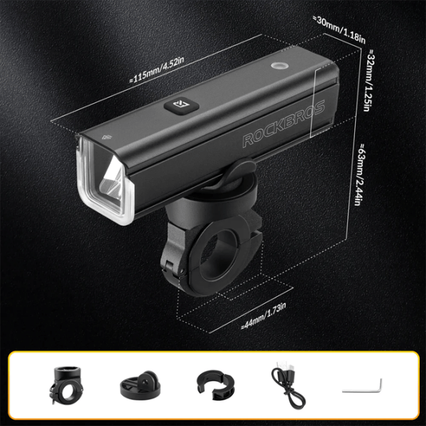 Велосипедный фонарь Rockbros RHL1500 Bike Light Черный Серый photo 9