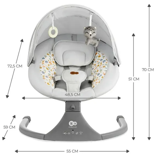 Leagăn pentru bebeluși KinderKraft Lumi 2 (KBLUMI02LGR0000) 9 kg/ Gray photo 3