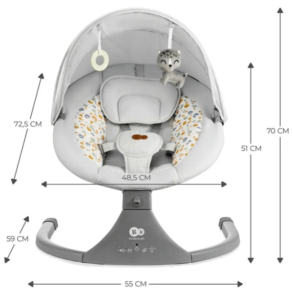 Leagăn pentru bebeluși KinderKraft Lumi 2 (KBLUMI02LGR0000) 9 kg/ Gray photo 3