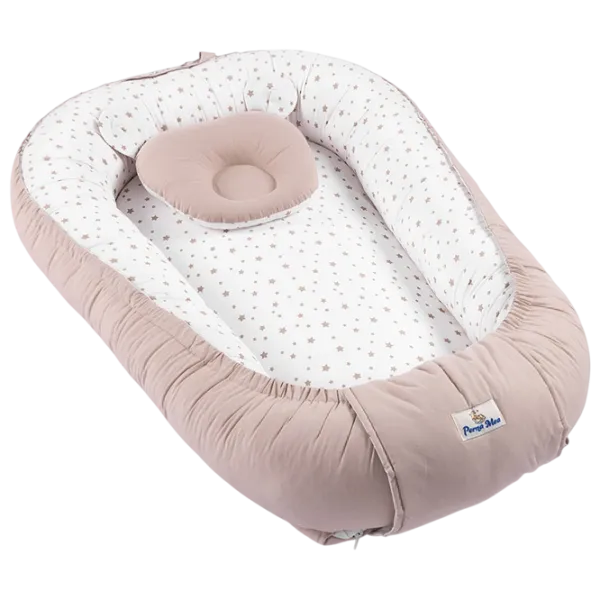 Babynest PernaMea Stars (PM.100927/2) Bumbac/ White Brown photo 1