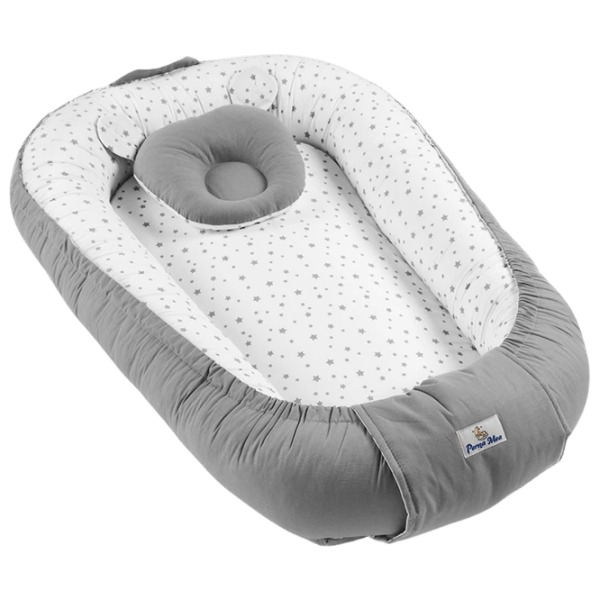 Babynest PernaMea Stars (PM.100927/6) Bumbac/ White Gray photo 1