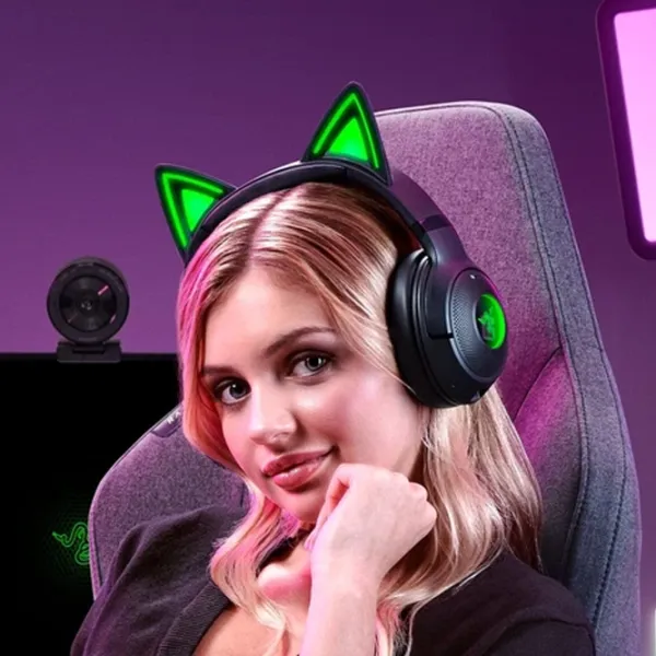 Наушники Razer Kraken Kitty Edition V2 Зелёный Черный Беспроводные/ Игровой photo 7