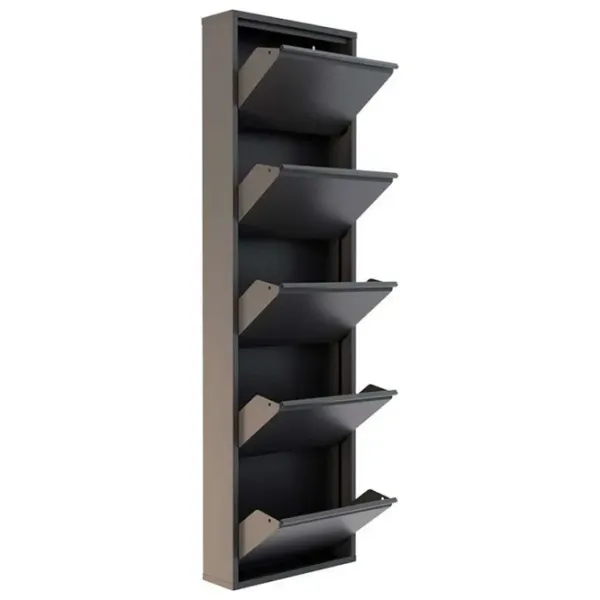 Обувной шкаф Trendy 5 Piece Metal 169 x 50 x 15см /Black /Антрацит photo 2