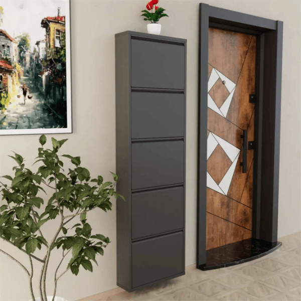 Обувной шкаф Trendy 5 Piece Metal 169 x 50 x 15см /Black /Антрацит photo 5