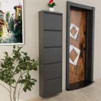Обувной шкаф Trendy 5 Piece Metal 169 x 50 x 15см /Black /Антрацит photo 5