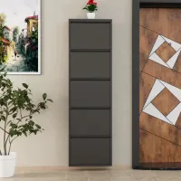 Обувной шкаф Trendy 5 Piece Metal 169 x 50 x 15см /Black /Антрацит photo 6