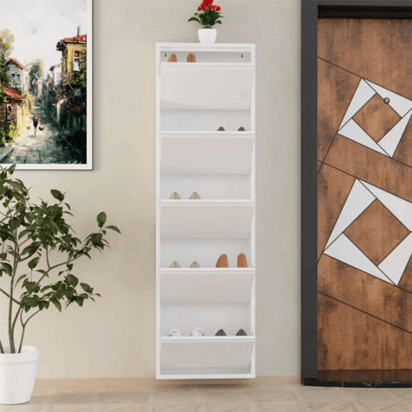 Обувной шкаф Trendy 5 Piece Metal 169 x 50 x 15см /White /Белый photo 7