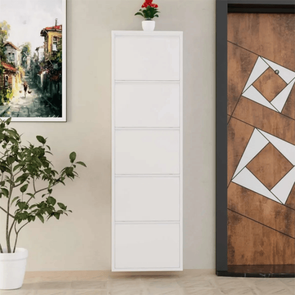 Обувной шкаф Trendy 5 Piece Metal 169 x 50 x 15см /White /Белый photo 8