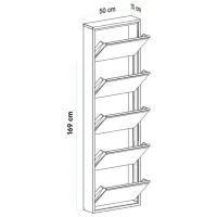 Обувной шкаф Trendy 5 Piece Metal 169 x 50 x 15см /Black /Черный photo 2