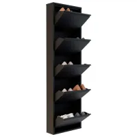 Обувной шкаф Trendy 5 Piece Metal 169 x 50 x 15см /Black /Черный photo 3