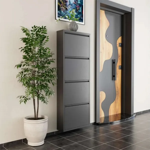 Обувной шкаф Trendy 4 Piece Metal 136 x 50 x 15см /Anthracite /Антрацит photo 7