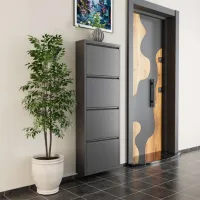 Обувной шкаф Trendy 4 Piece Metal 136 x 50 x 15см /Anthracite /Антрацит photo 7