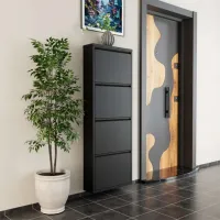 Обувной шкаф Trendy 4 Piece Metal 136 x 50 x 15см /Black /Черный photo 3