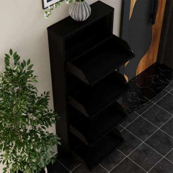 Обувной шкаф Trendy 4 Piece Metal 136 x 50 x 15см /Black /Черный photo 7