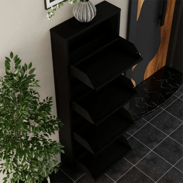 Обувной шкаф Trendy 4 Piece Metal 136 x 50 x 15см /Black /Черный photo 7