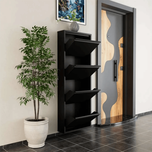 Обувной шкаф Trendy 4 Piece Metal 136 x 50 x 15см /Black /Черный photo 9